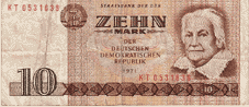 Купюра 10 марок ГДР из коллекции Тины Смелянчук